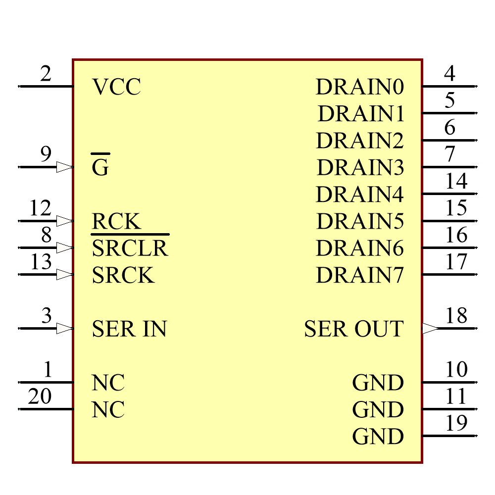 TPIC6B595N Symbol - Texas Instruments