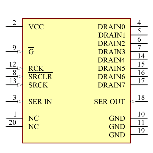 TPIC6B595N Symbol - Texas Instruments
