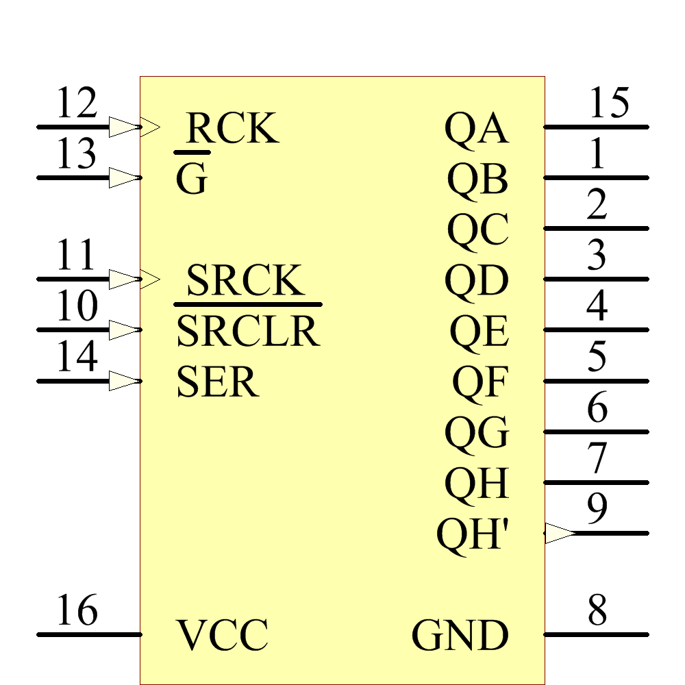 SN74LS595N Symbol - Texas Instruments
