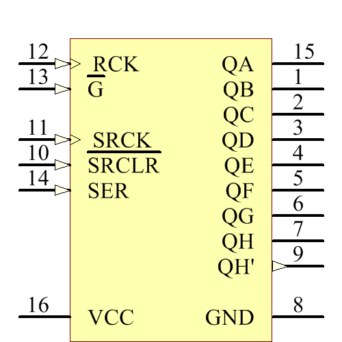 SN74LS595N Symbol - Texas Instruments
